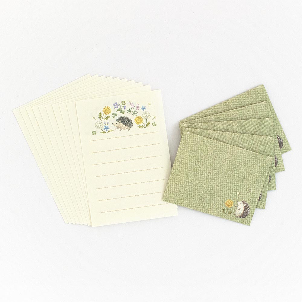 Hedgehog in a Flower Field | 'Lucky Charm Fleurs et Chance' | Mini Letter Writing Set