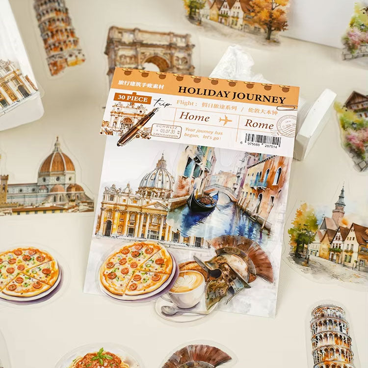 Rome Italy 'Holiday Journey' Flake Stickers