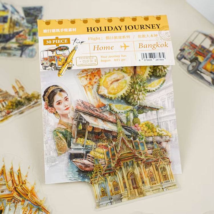 Bangkok Thailand 'Holiday Journey' Flake Stickers