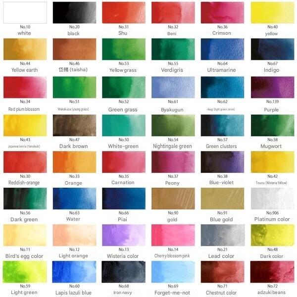Kuretake Gansai Tambi Etegami Faceted 48 Colours Watercolour Palette Paint Set