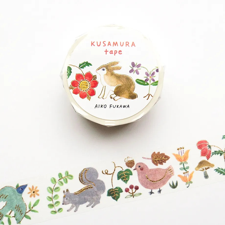 Kusamura Rabbit Squirrel Bird Autumn 'Aiko Fukawa' Washi Tape