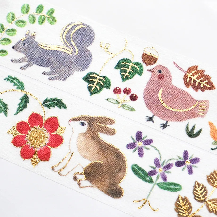 Kusamura Rabbit Squirrel Bird Autumn 'Aiko Fukawa' Washi Tape