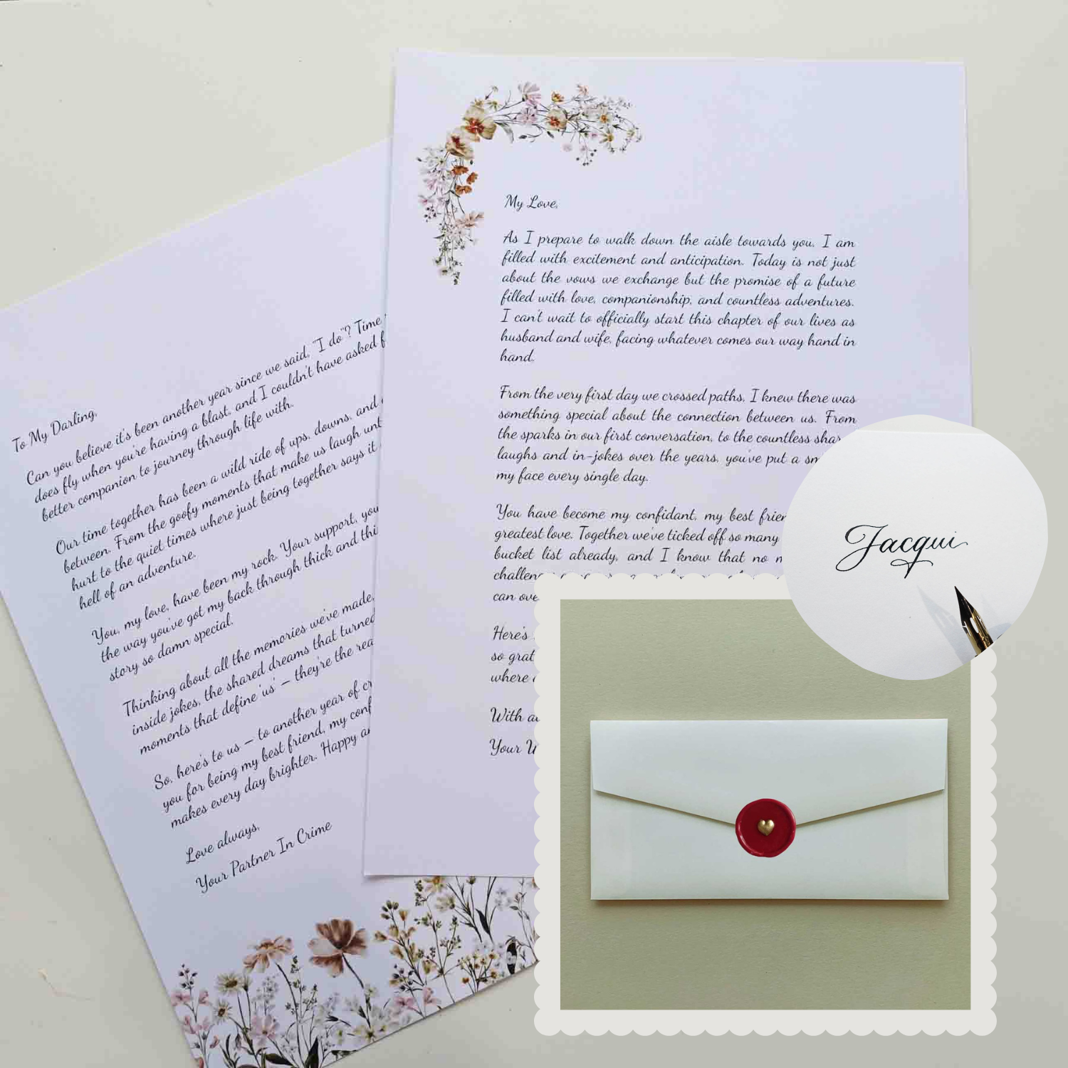 Custom Letter Writing Service (With Handwritten Calligraphy Name & Wax
