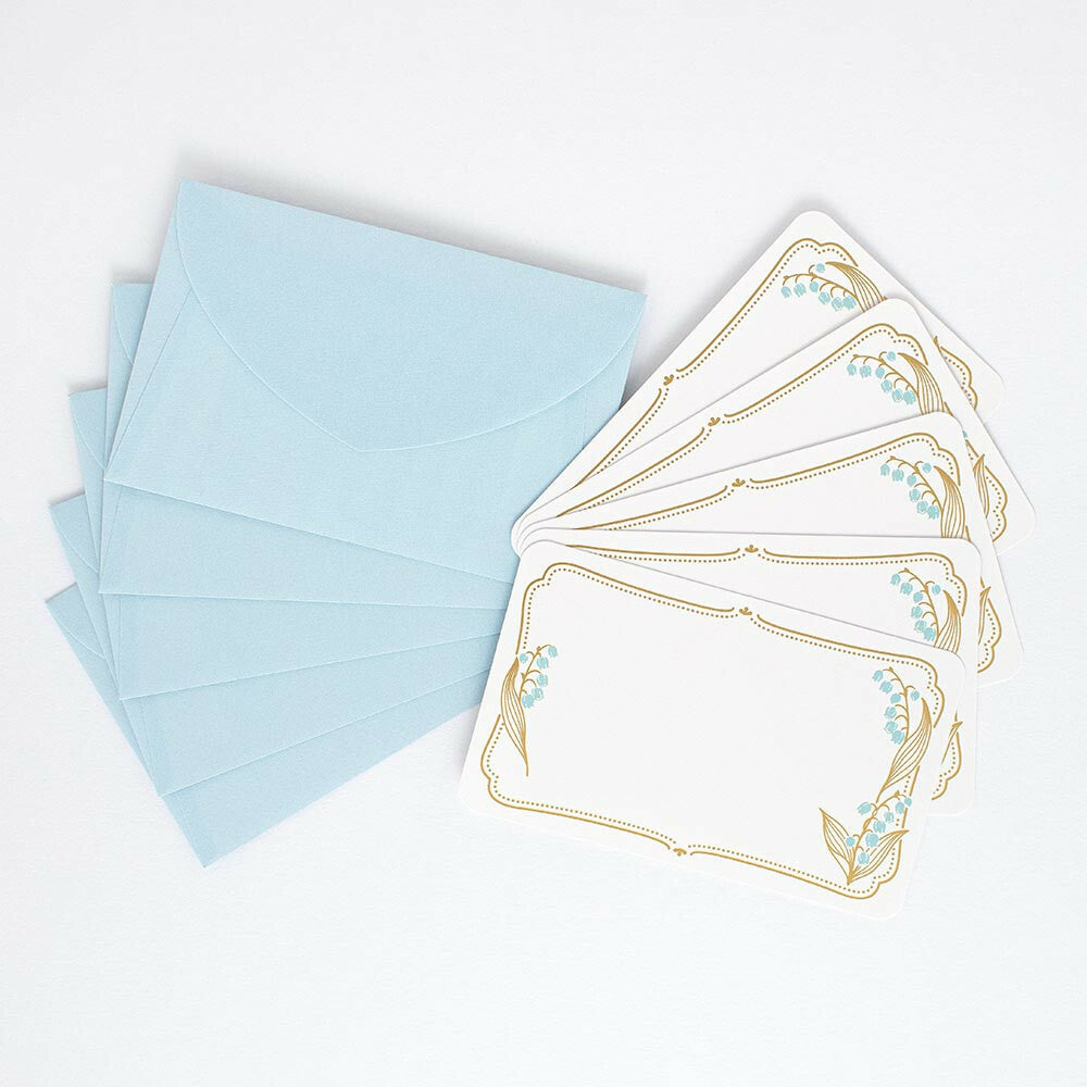 Lily of the Valley Framed Gold Foiled Mini Message Card Set