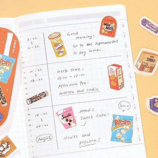 Lots of Snacks Ippai Planner Flake Stickers BGM