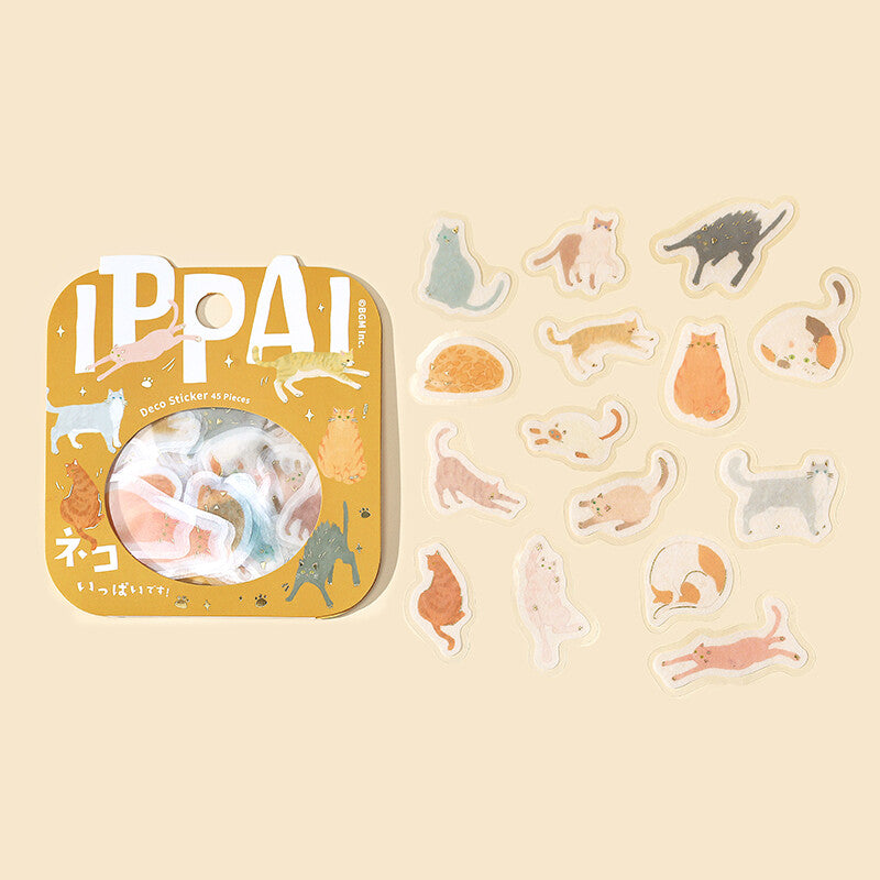 Full Of Cats | Ippai | Planner Flake Stickers | BGM