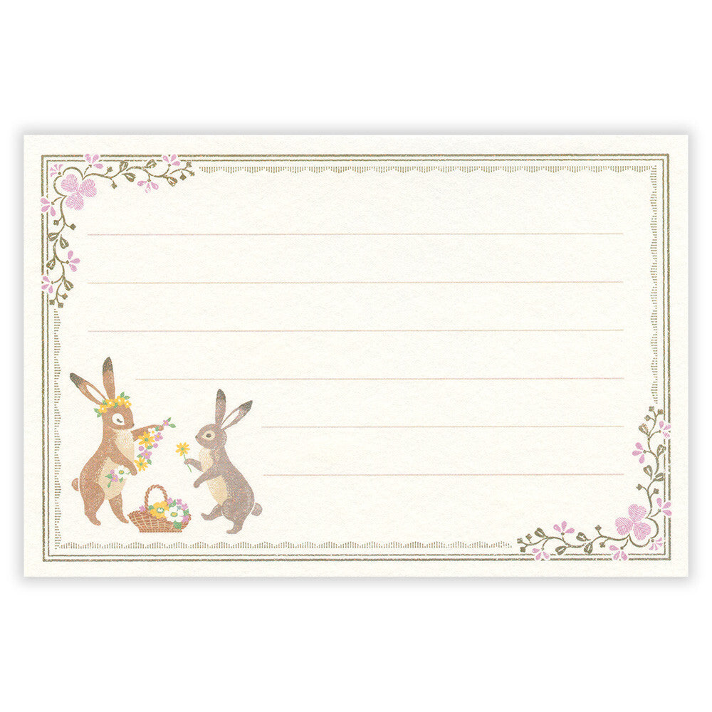 Mini Letter Writing Set | A Rabbit With A Floral Ornament 'Ressa'