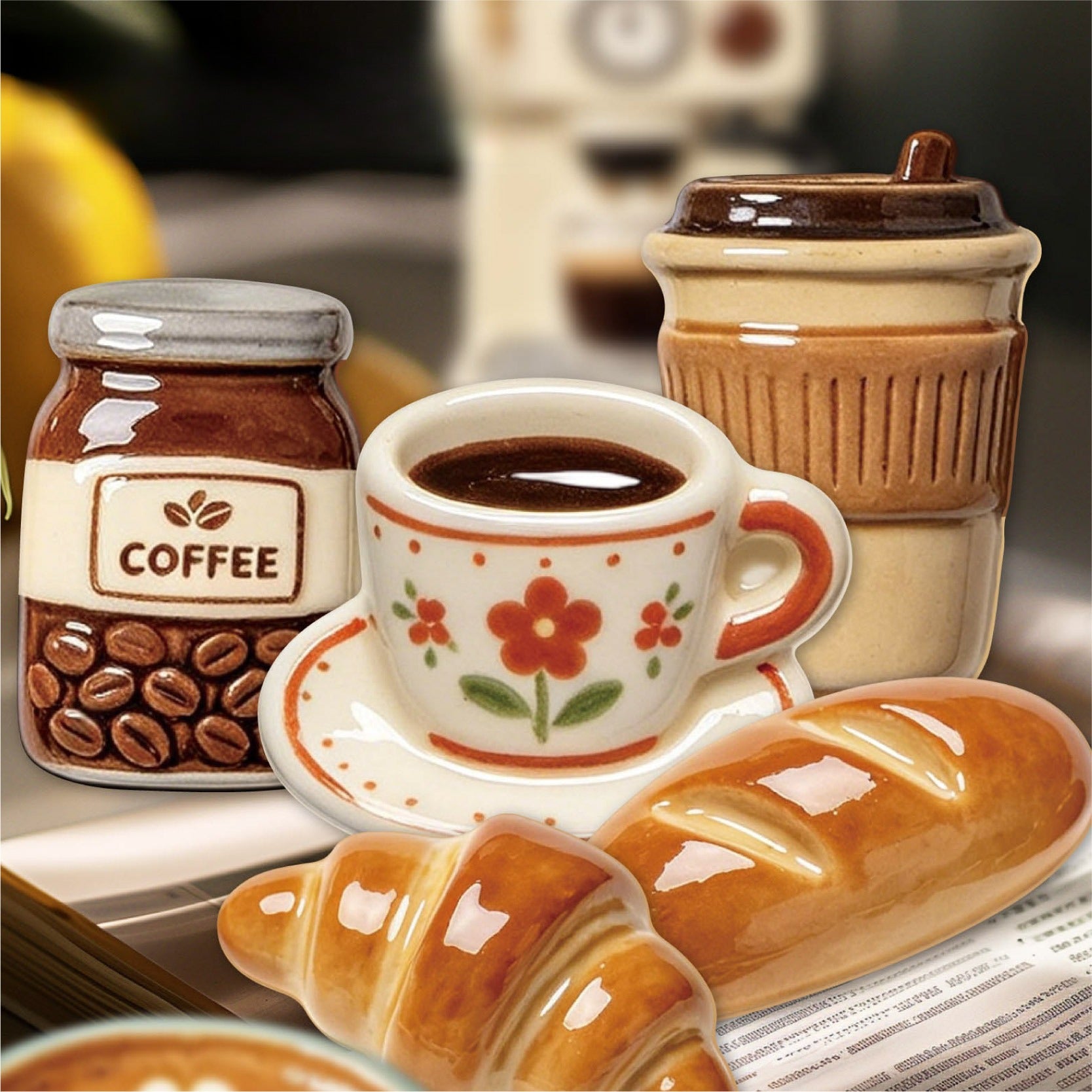 Morning Coffee Cafe 'Cozy Curiosities' Cardstock Flake Stickers