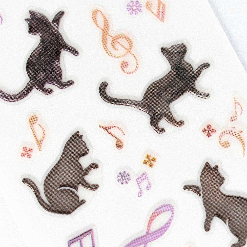 Musical Cats 3D Raised Embossed Stickers Sheet