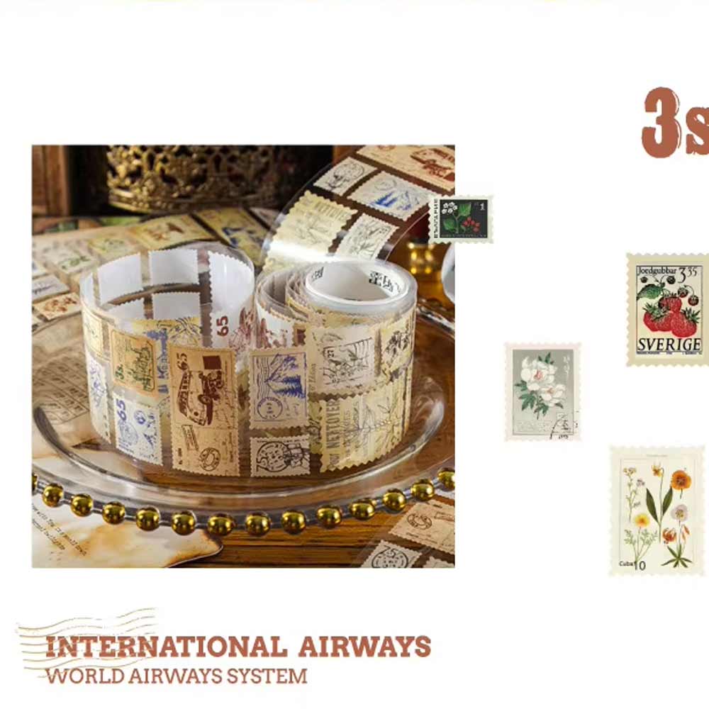 Natural History Forest Mushrooms Vintage Post Stamp Sticker Roll