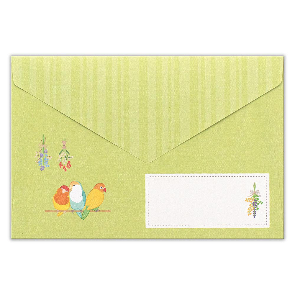 Parakeet Budgie Birds Green Saezuri Letter Writing Set
