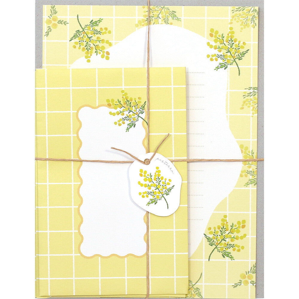 Parterre Chequered Wavy Golden Wattle Letter Writing Set