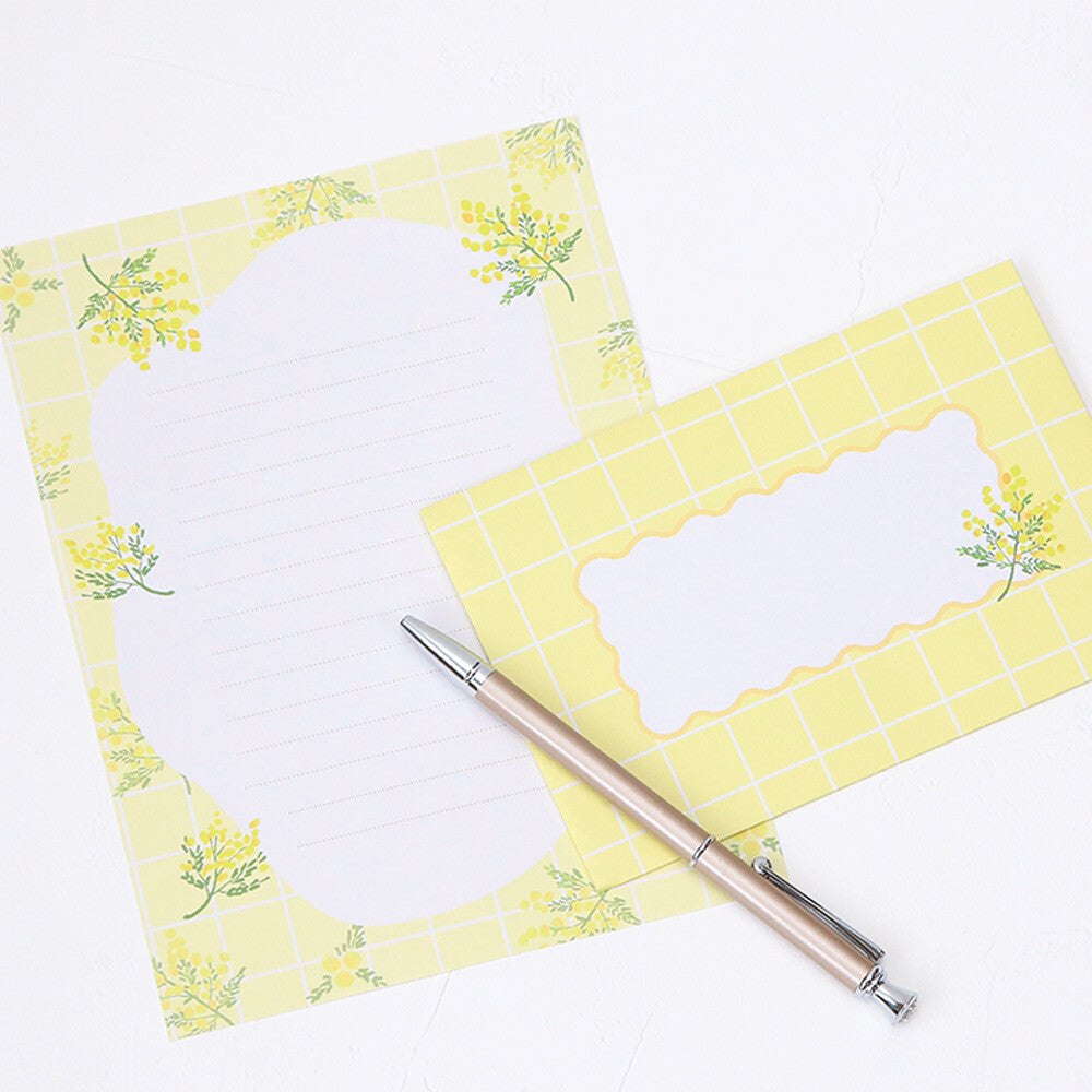 Parterre Chequered Wavy Golden Wattle Letter Writing Set