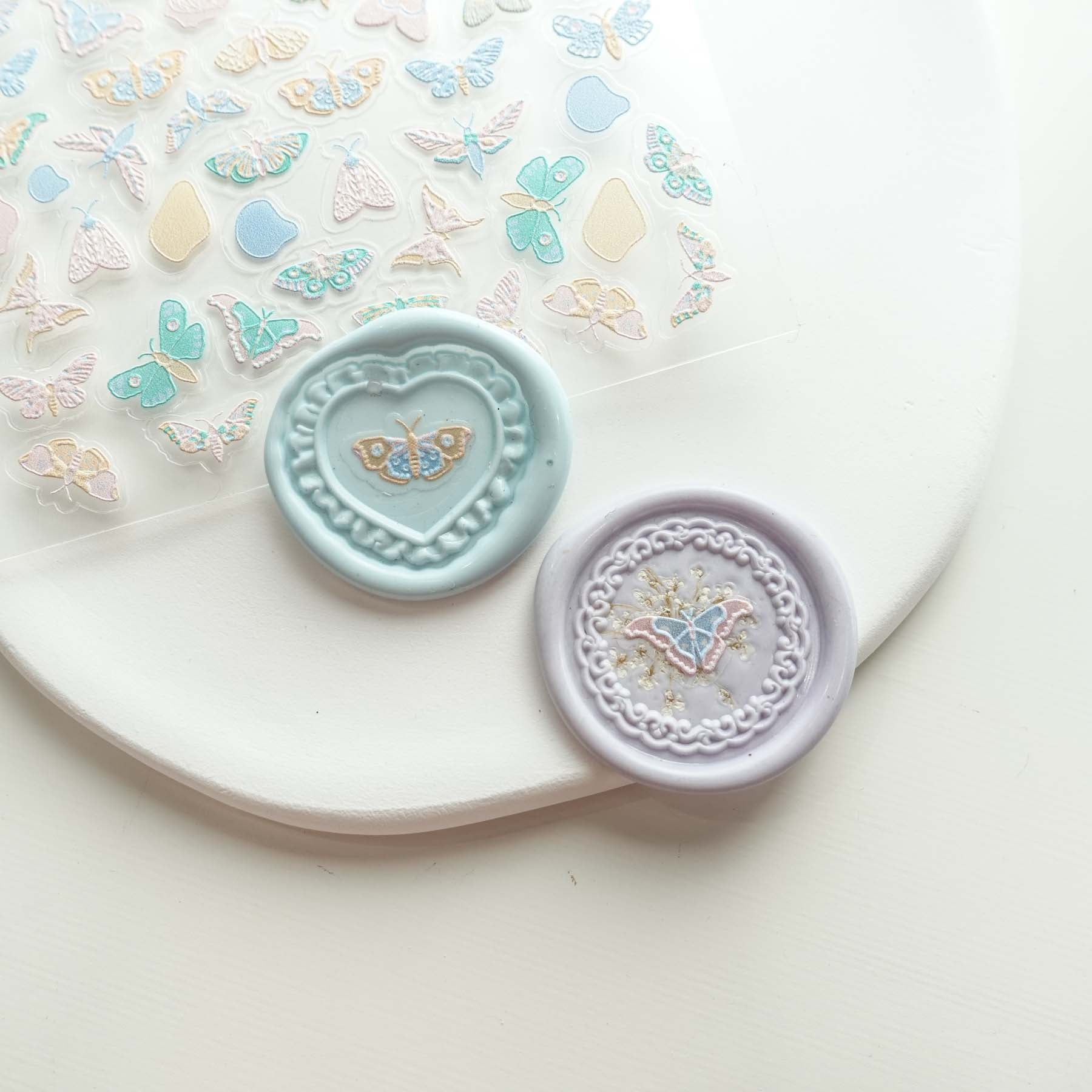 Pastel Butterfly 3D Clear-backed Decorative Stickers Sheet