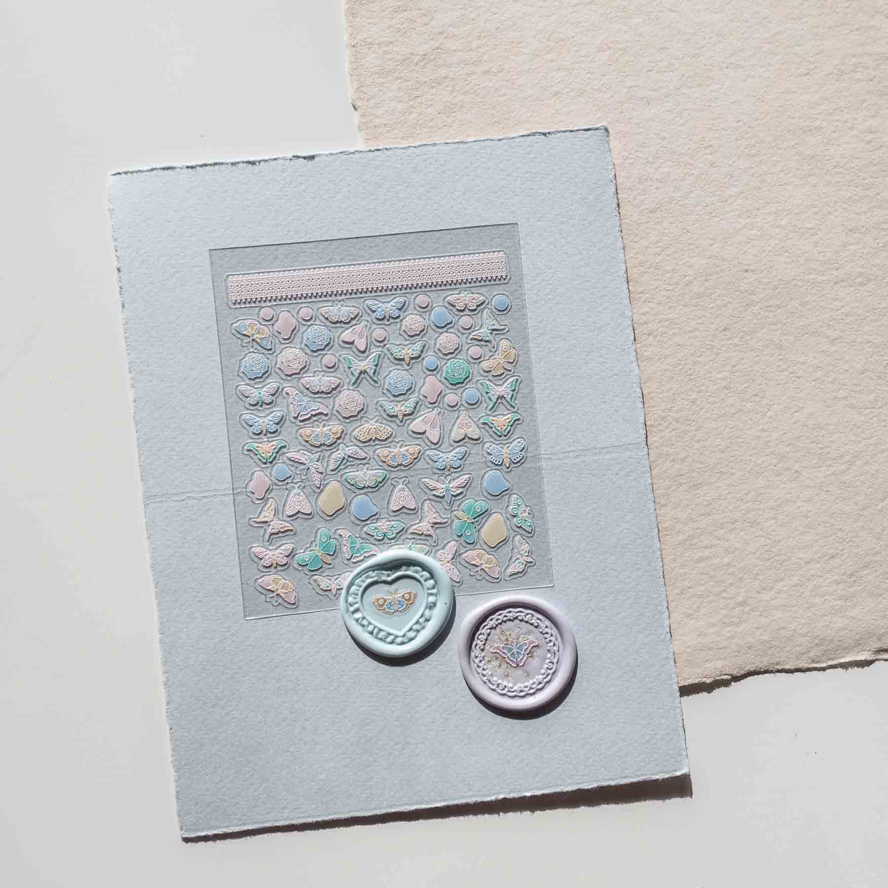Pastel Butterfly 3D Clear-backed Decorative Stickers Sheet