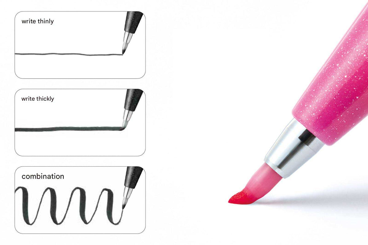 Pentel Fude Touch Sign Brush Pens Set Assorted Colours