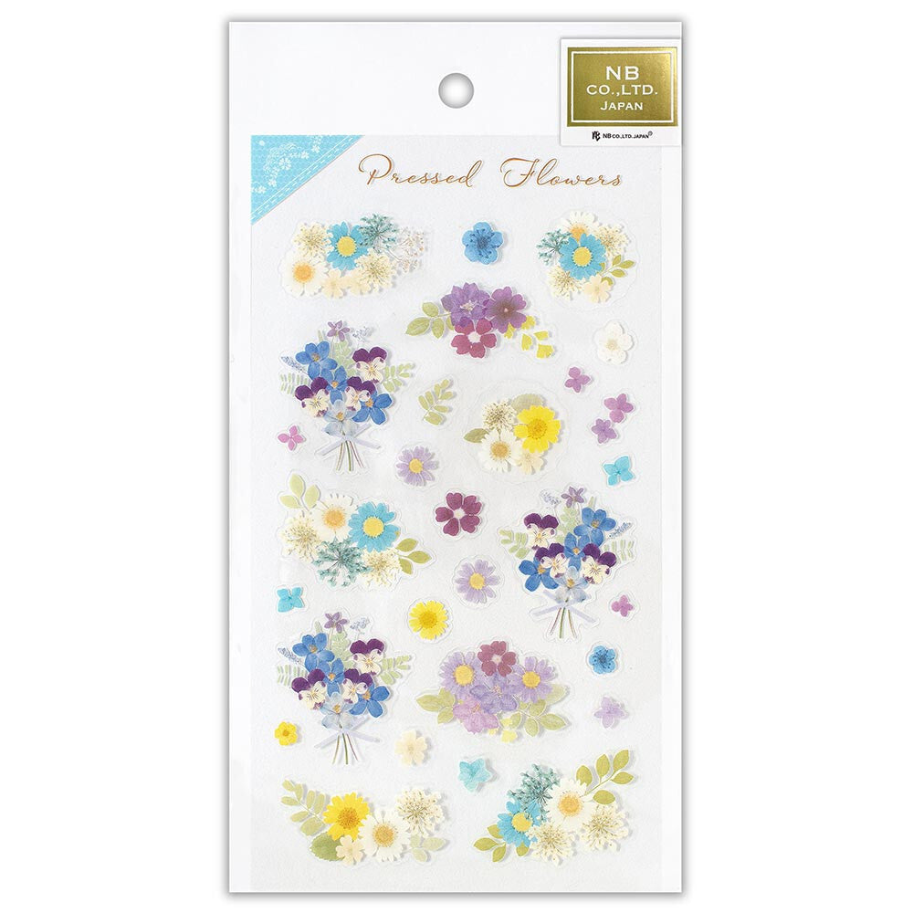 Pressed Flower Blue Arrangement Transparent Stickers Sheet