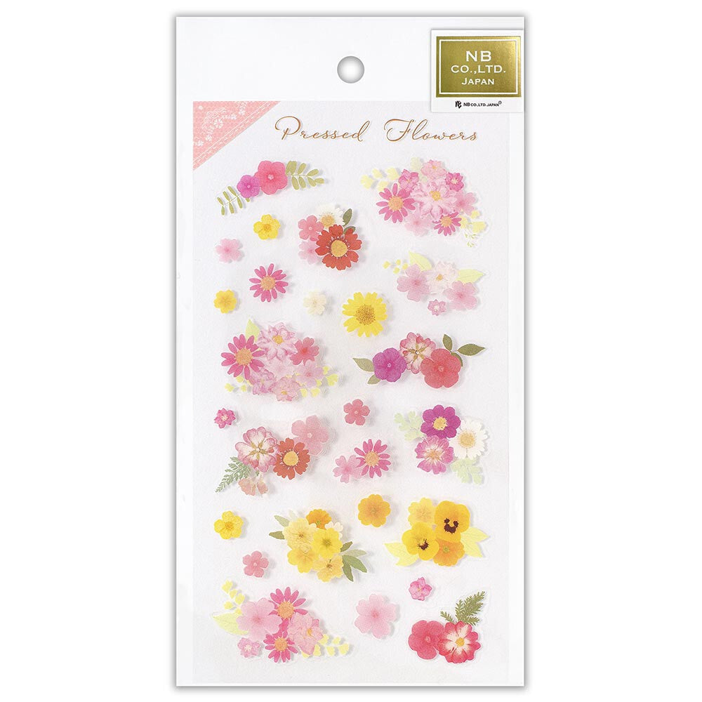 Pressed Flower Pink Arrangement Transparent Stickers Sheet