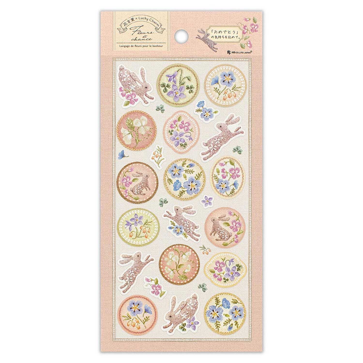 Rabbit 'Lucky Charm Fleurs et Chance' Stickers Sheet