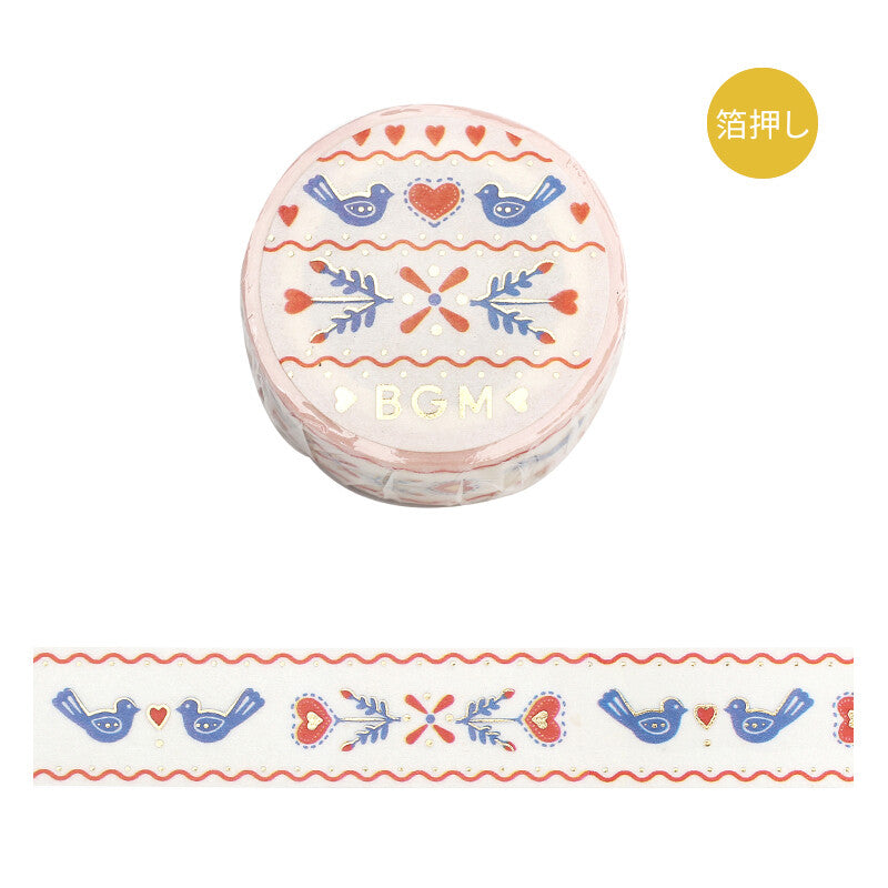 Red Ribbon Scandi Vintage Bird Embroidery | Washi Tape | BGM