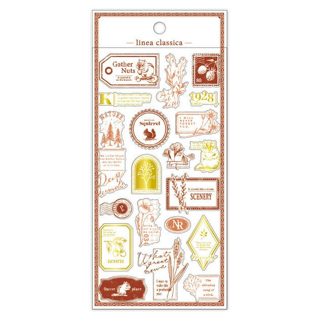 Red Squirrel 'Linea Classica' Stamp Style Stickers Sheet