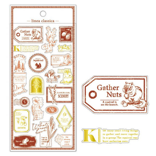 Red Squirrel 'Linea Classica' Stamp Style Stickers Sheet