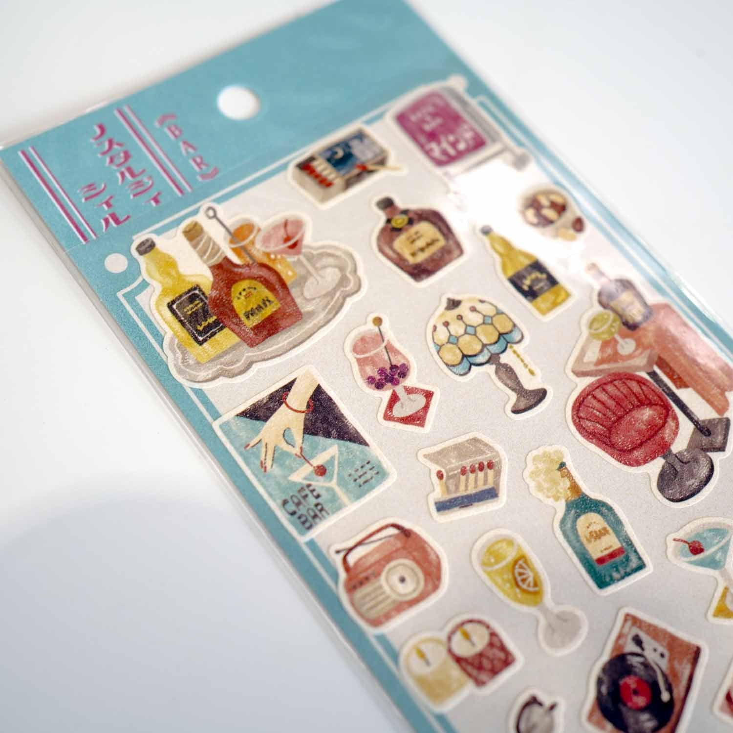 Retro Bar Cocktails Nostalgic Stickers Sheet