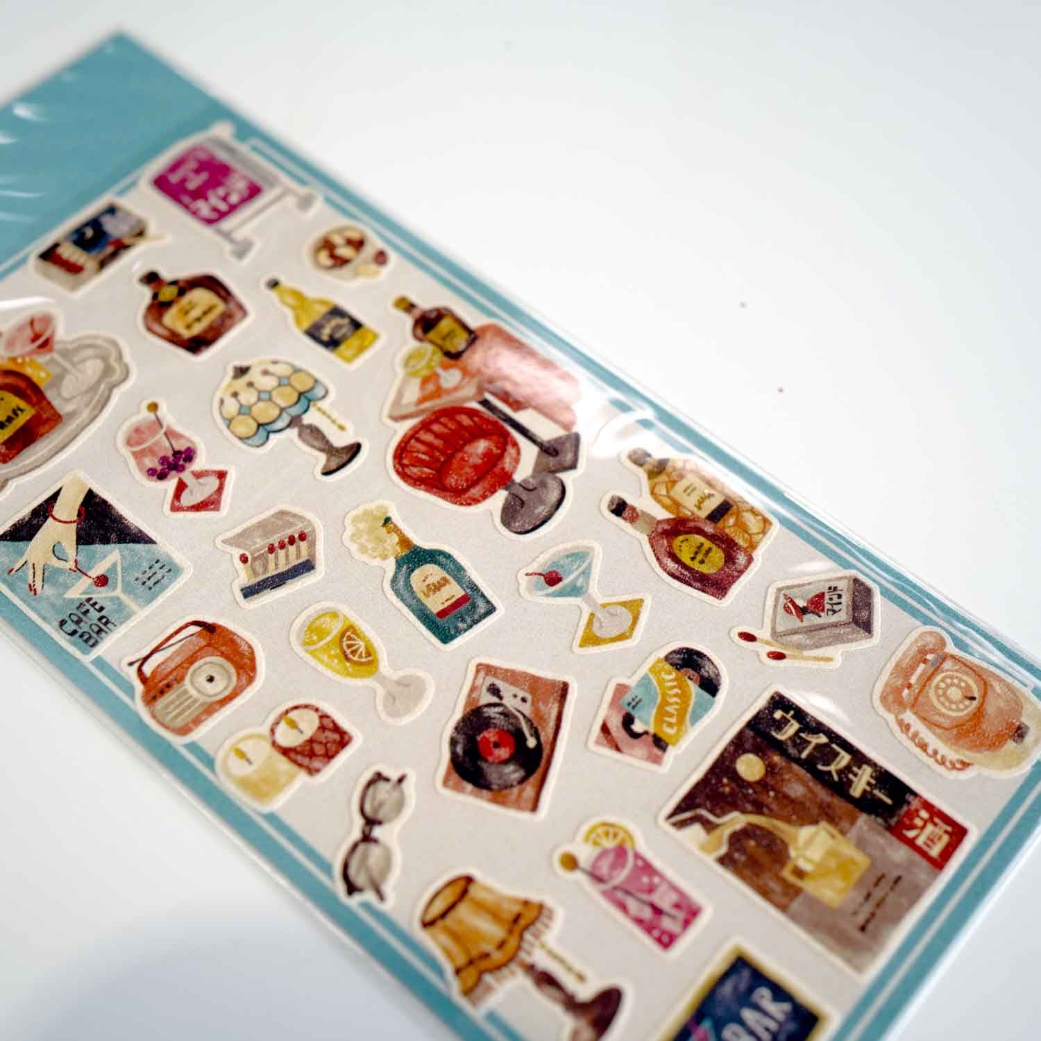 Retro Bar Cocktails Nostalgic Stickers Sheet