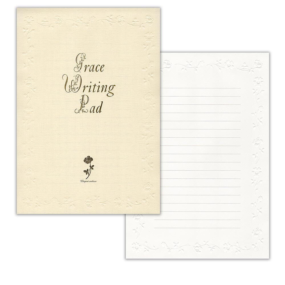 Roses Flowers 'Grace' Embossed Luxurious Letter Writing Pad