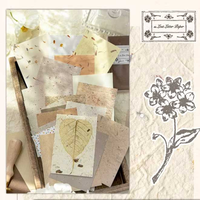 Rustic Tones Assorted Paper Textures 'The Lost Letter' 50 sheets Craft Paper Pack