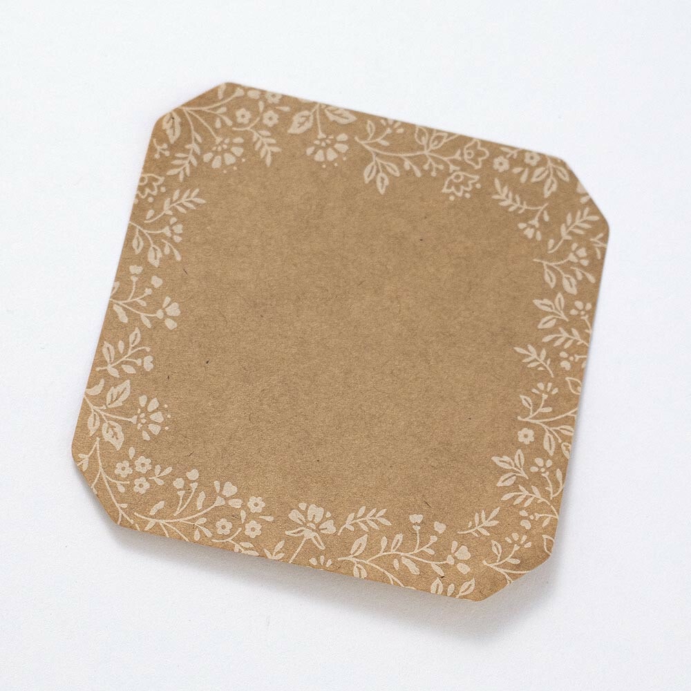 Floral Border Kraft Paper Sticky Notes | 'Utatane' Series
