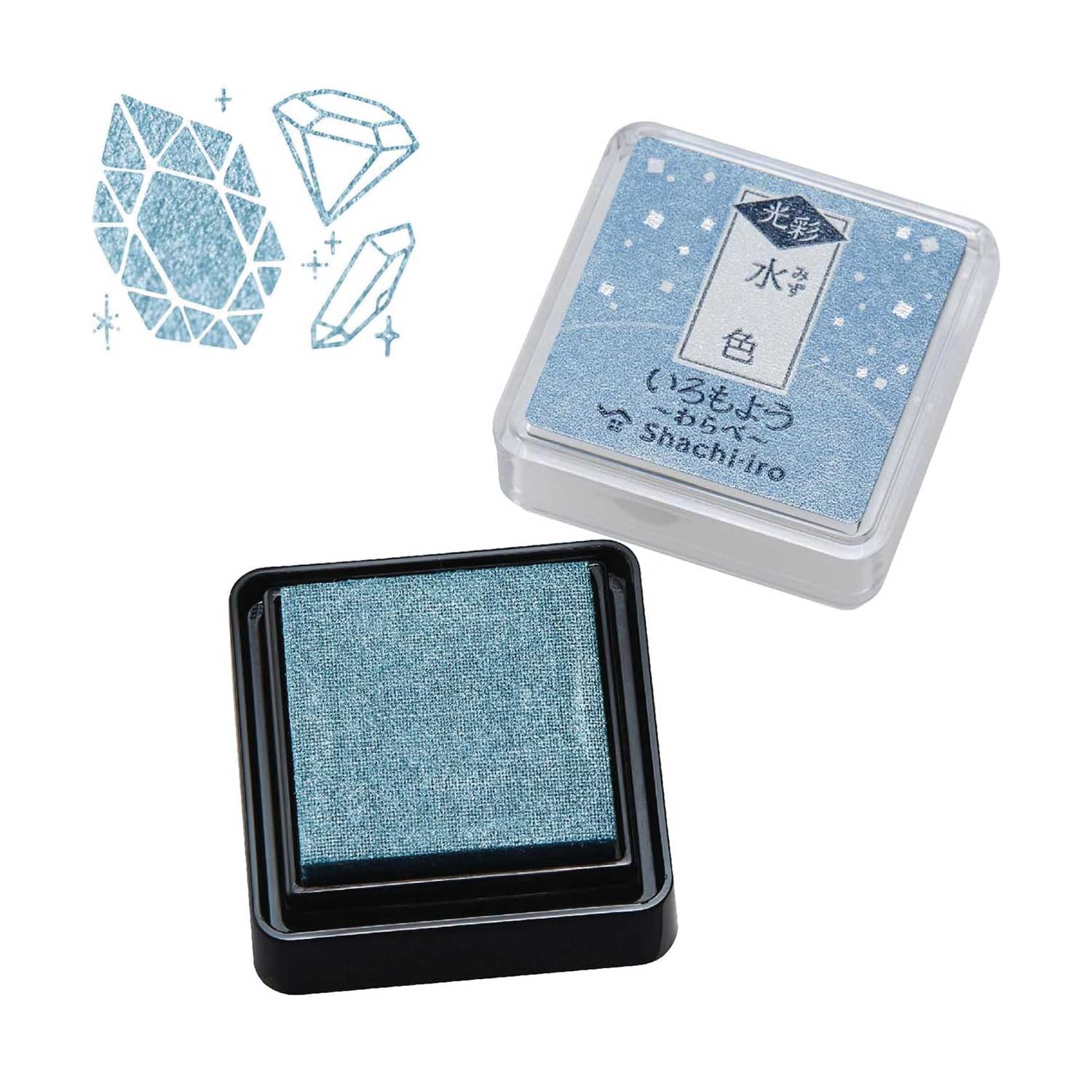 Shachihata 'Iromoyo Kosai Glow Warabe' Series Mini Stamp Ink Pad - Light Blue