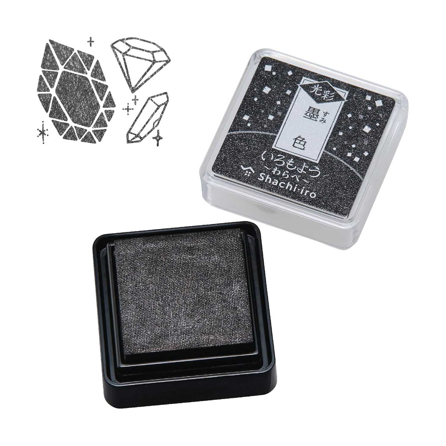 Shachihata 'Iromoyo Kosai Glow Warabe' Series Mini Stamp Ink Pad - Sumi Black