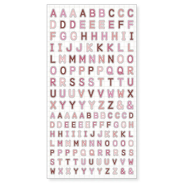 Slim Pink Alphabet ABC Letters 'Moji Collection' Sticker Sheet
