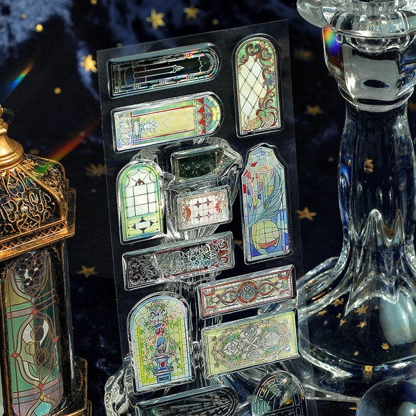 Stained Glass Window 'Crystal Deco Seal' 3D Epoxy Resin Stickers Sheet