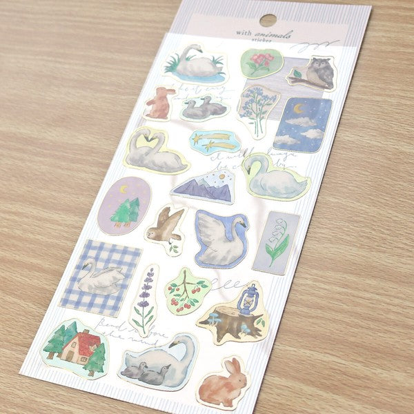Swans 'With Animals' Sticker Sheet
