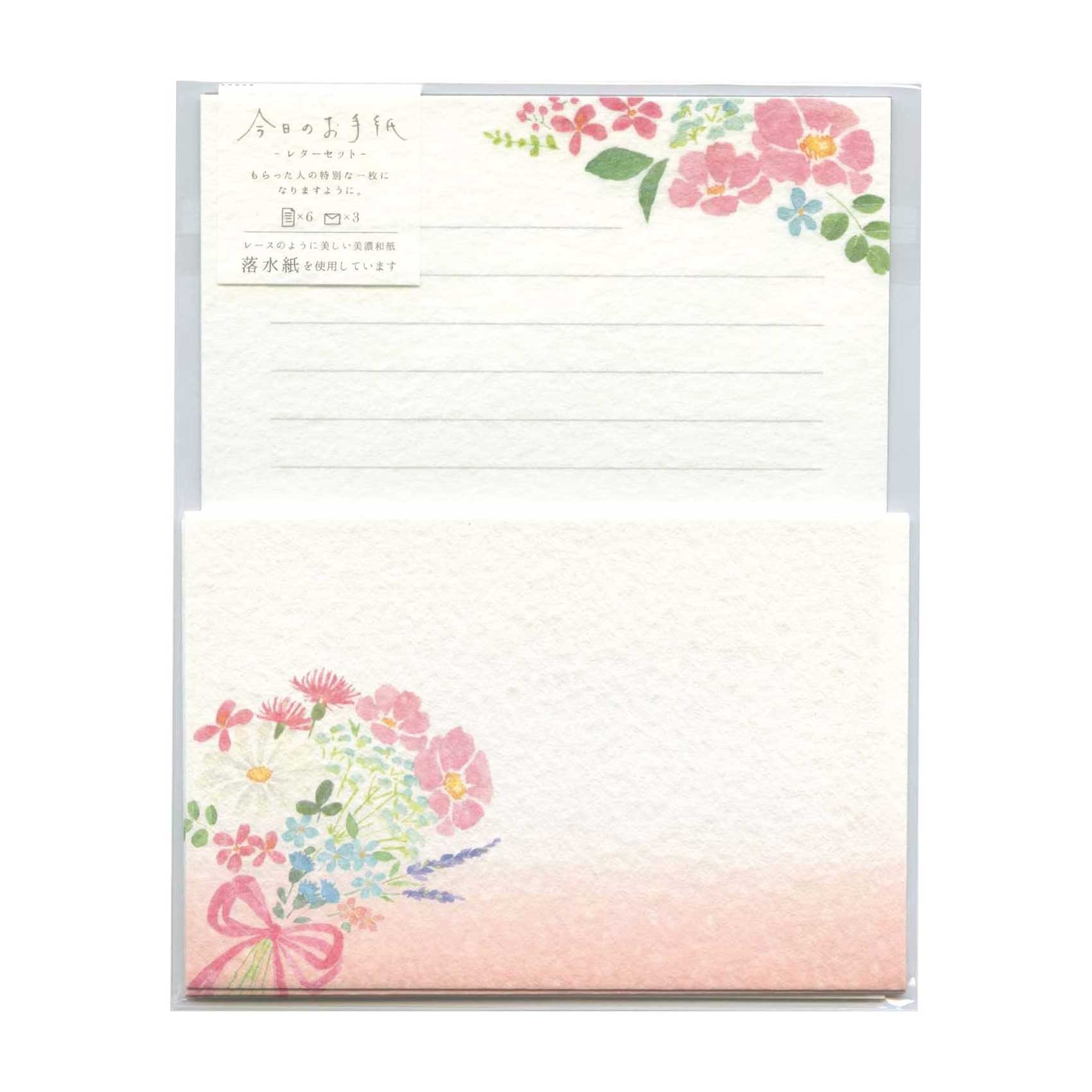 flower bouquet pink florals letter writing set australia