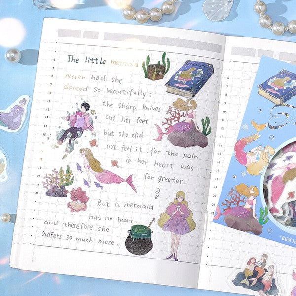The Story of Mermaid | Fairy Tale | Planner Flake Stickers | BGM