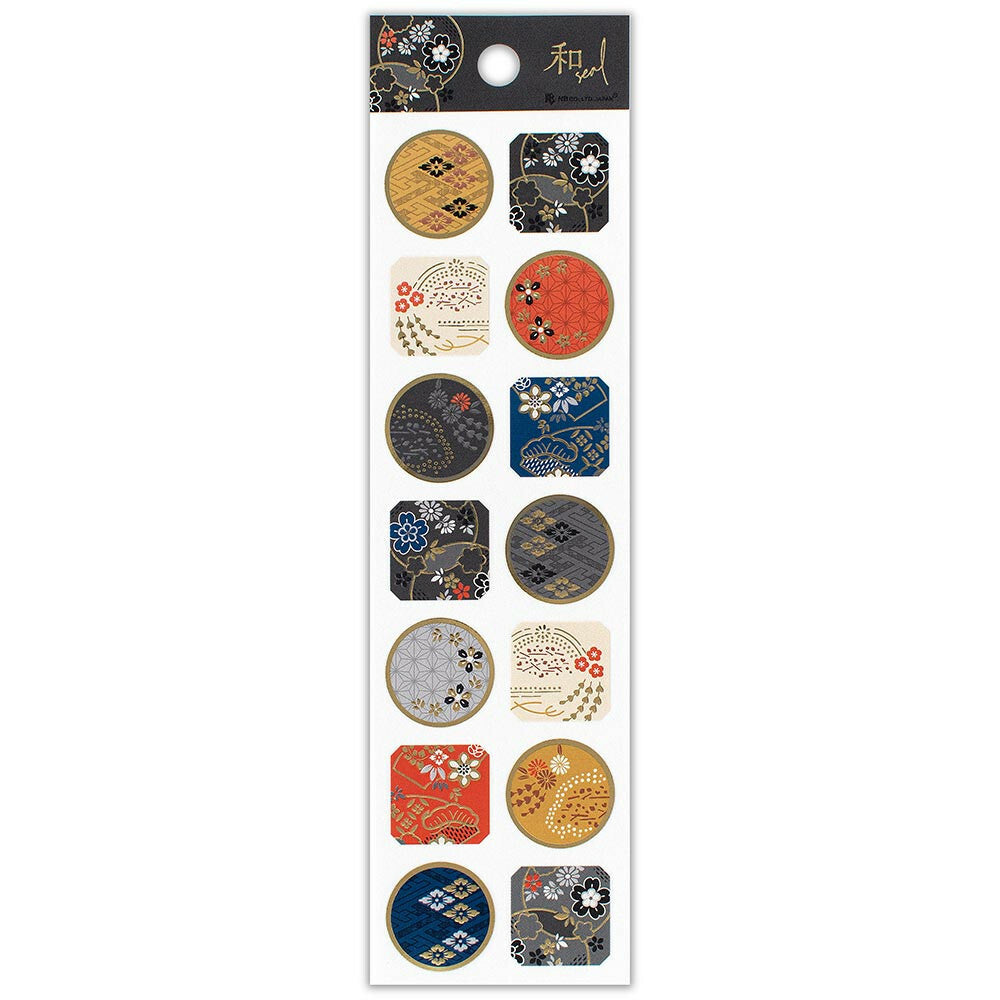 Traditional Japanese Patterns Round & Square Stickers Sheet
