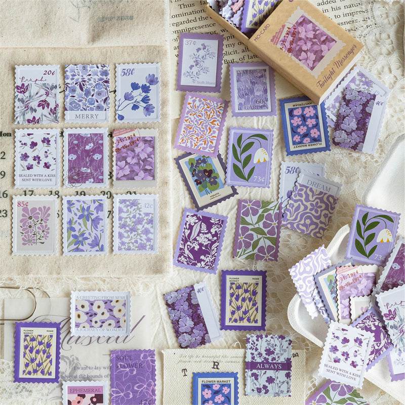 Twilight Messenger Purple Retro Postage Stamp Style Matchbox Flake Stickers
