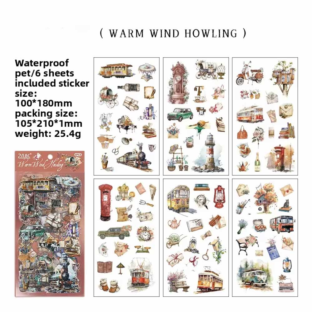 Warm Wind Howling 6-Sheet Travel Theme Stickers Sheet