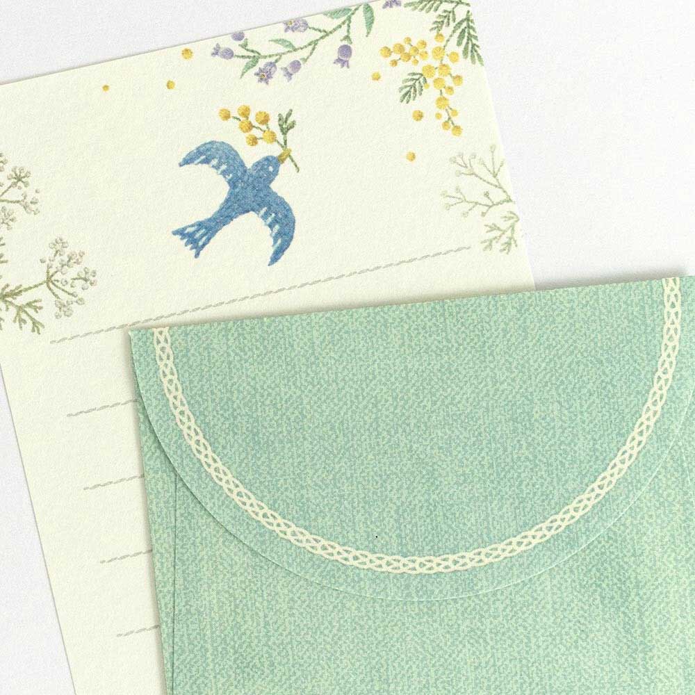 Wattle & Blue Bird | 'Lucky Charm Fleurs et Chance' | Mini Letter Writing Set