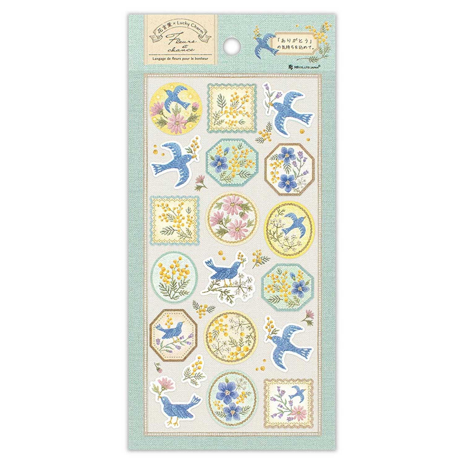Wattle & Blue Bird 'Lucky Charm Fleurs et Chance' Stickers Sheet