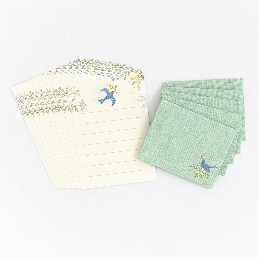 Wattle & Blue Bird | 'Lucky Charm Fleurs et Chance' | Mini Letter Writing Set