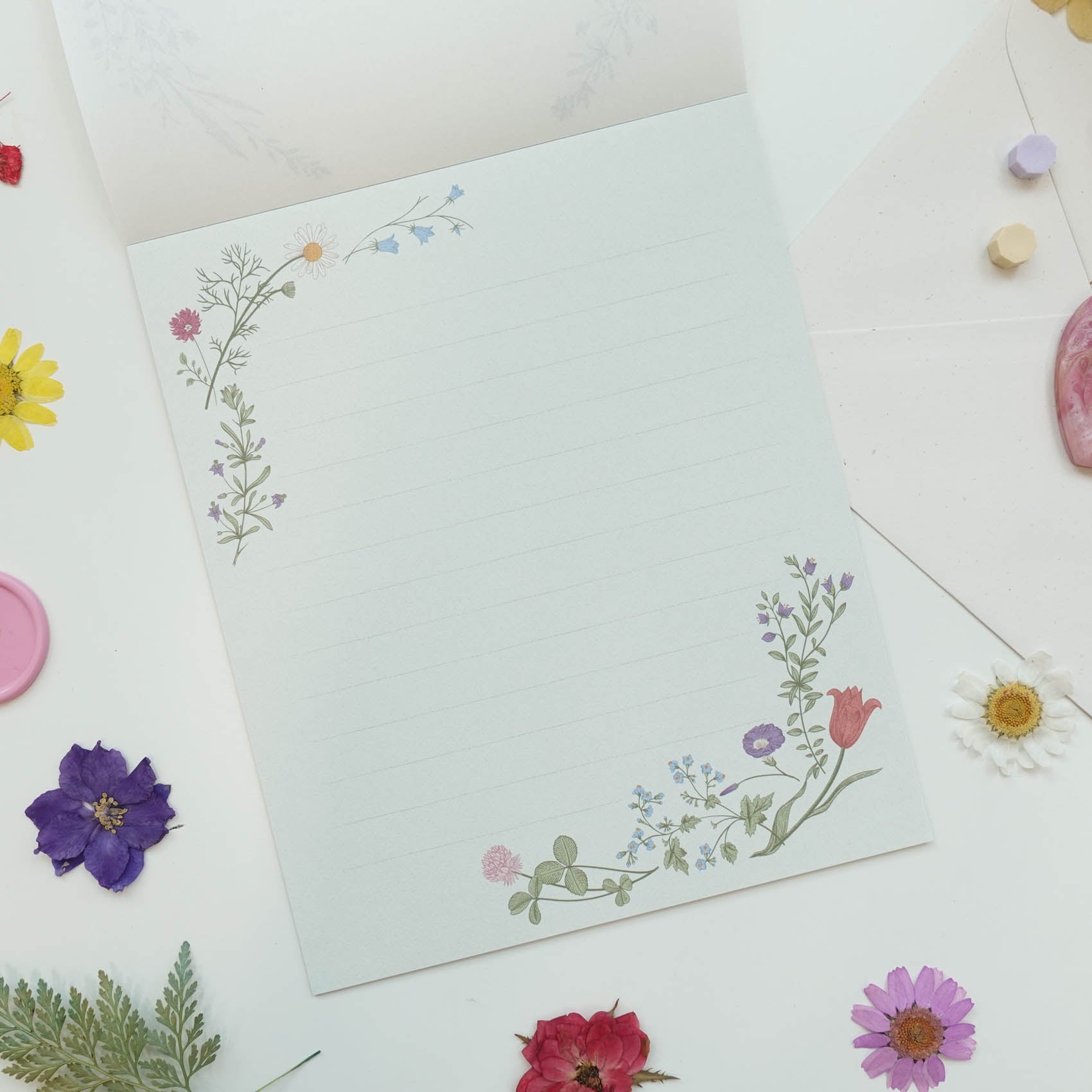 a breath of spring flower wreath garden letter writing paper pad