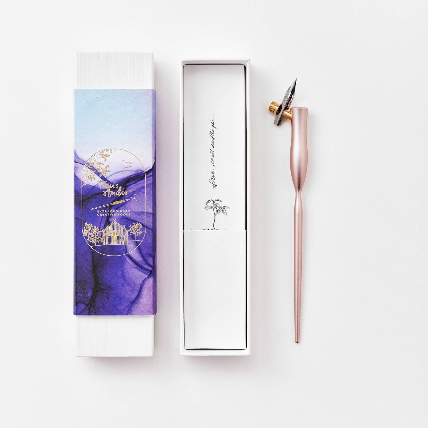 Rose Gold | Flourish Oblique Calligraphy Pen Holder | Tom's Studio