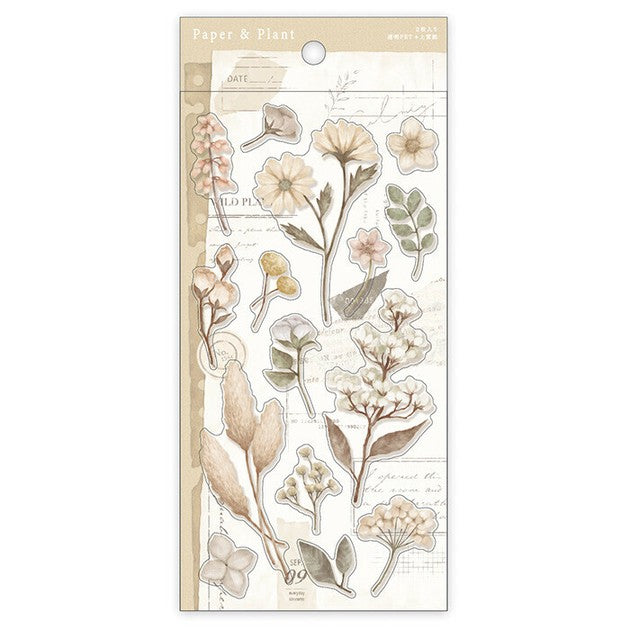 Beige Florals 'Paper & Plant' Stickers Sheet