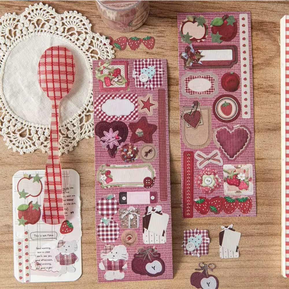'Berry Little Tune' Pink Scrapbook Diecut Sticker Tape