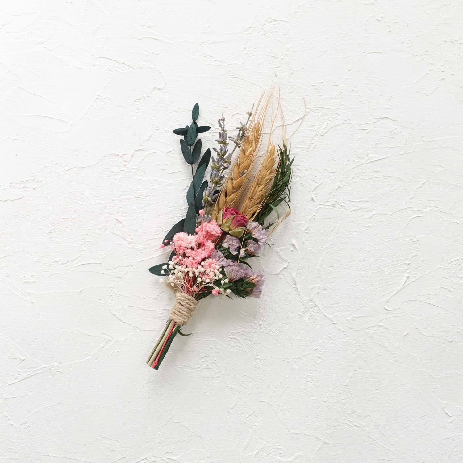 bright pink rose green small mini dried flower arrangement boutonniere wedding wax seal fiona ariva australia baby's breath lavender