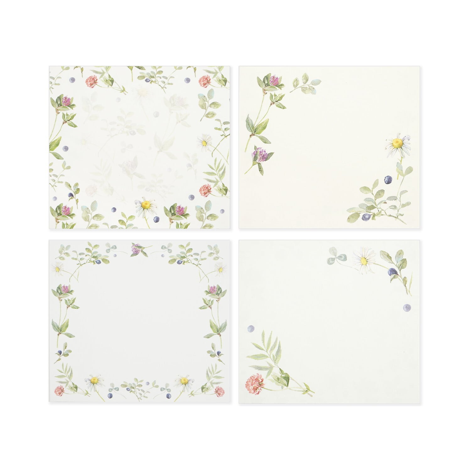 blueberry garden botanical flowers daisy clover memo pad